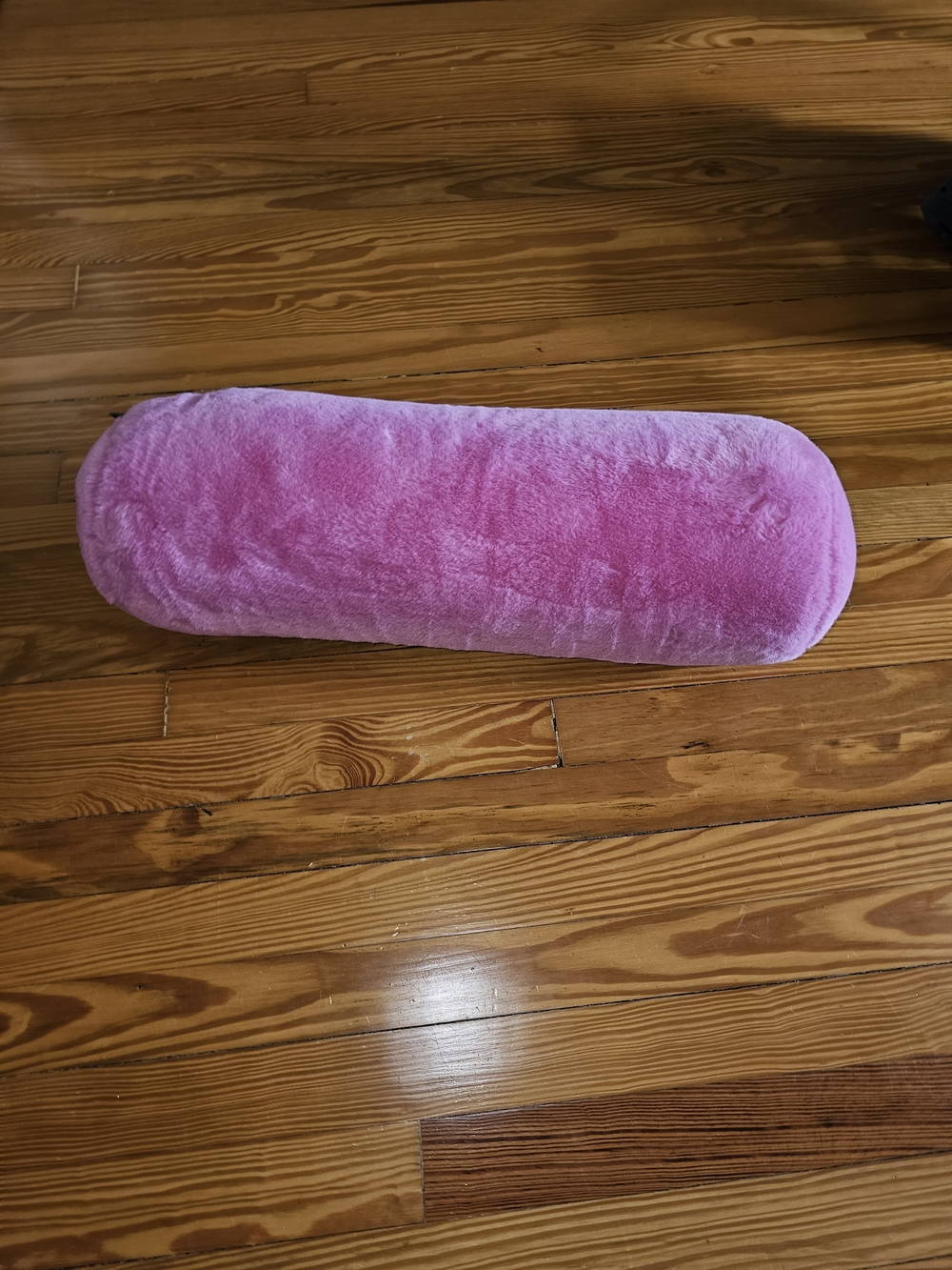 RACHEL ZOE Pink Faux Fur Plush Lumbar Neck Roll Decorative Pillow